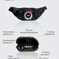 Портативная колонка - сумка LAB-85, 10 Вт, 2500 мАч, с подсветкой, поддержка карты памяти, чёрная