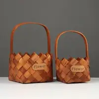 Набор корзин плетёных, 2 шт., 20&times;20&times;12 см, 16&times;16&times;10 см, ива, натуральный цвет