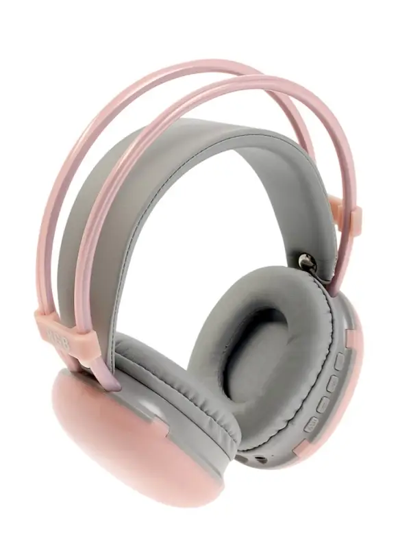 Наушники беспроводные, полноразмерные, Mybit W-33, RGB подсветка, Bluetooth 5.3, 800 мАч, Type-C, RGB подсветка, розовые