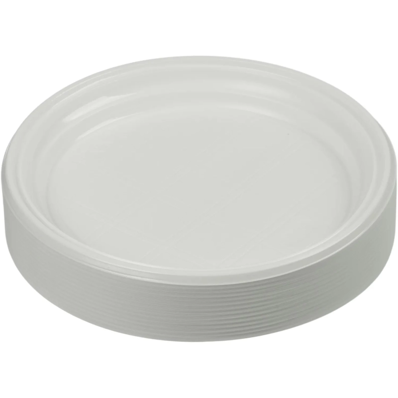 Тарелка одноразовая d-205мм, белая, бюджет, КОМУС ПС 100шт/уп