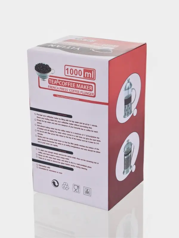 Френч-пресс стеклянный Доляна &laquo;Фараон&raquo;, 1 л, 15.5&times;12&times;24.5 см