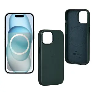 Чехол для iPhone 15 Leather Case 100% ORG (MagSafe) c LOGO Green