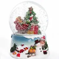 Снежный шар &laquo;Сани с подарками у ёлочки&raquo;, d=6.5 см, 6.5&times;7.5&times;9.5 см