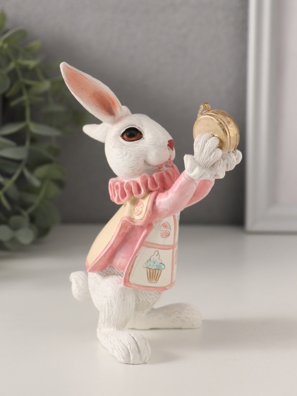 Сувенир полистоун Сувенир полистоун "Заяц с карманными часами, в розовом" 9,5х7,5х13 см