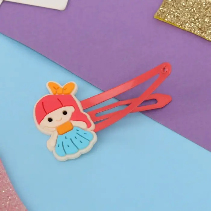 Невидимка для волос "Адель" (набор 2 шт) крошка, 5,5 см, красный