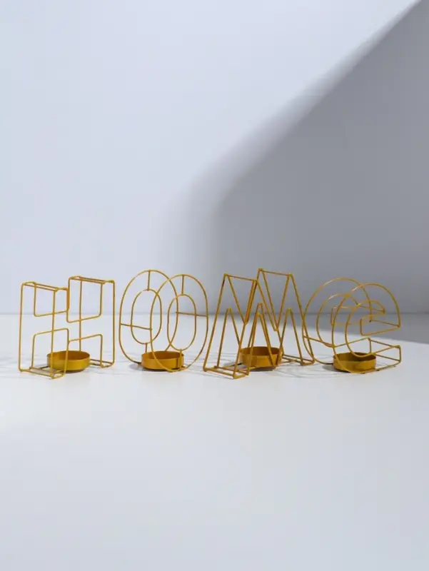 Подсвечник металлический на 4 свечи TAKE IT EASY, Home, 13.5&times;42 см, золото