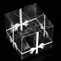 Складная прозрачная коробка из PVC, для упаковки подарков, «Бант в горошек», 5×5×5 см