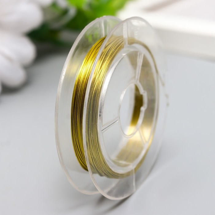 Проволока для бисера d 0,3 мм, золото рул.10 м Проволока для бисера d 0,3 мм, золото рул.10 м