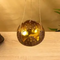 Подсвечник подвесной из кокоса «Бутон», 14×14×10 см, коричнево-золотой