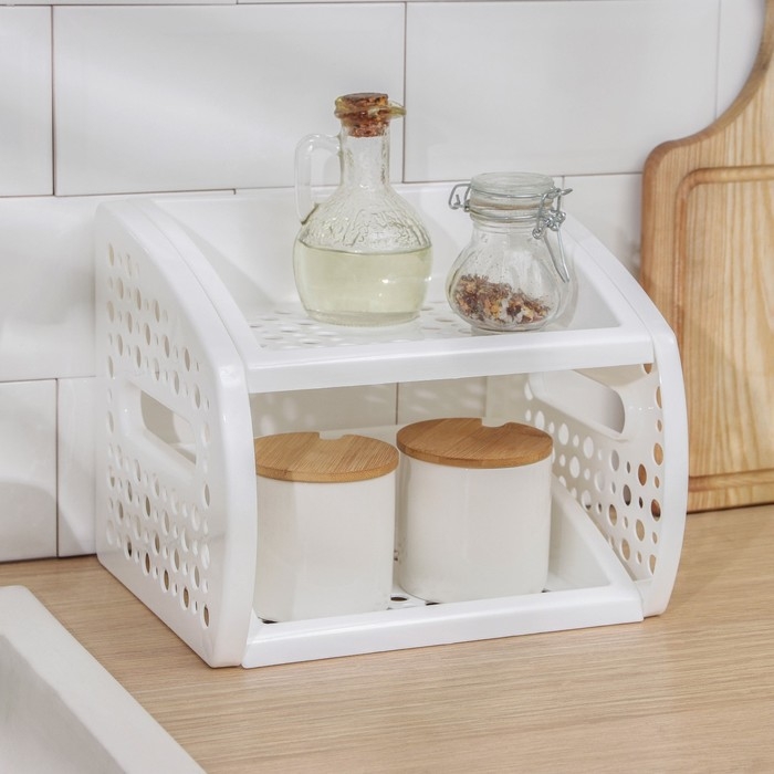 Этажерка настольная 2-х секционная, цвет белый Этажерка настольная 2-х секционная, цвет белый