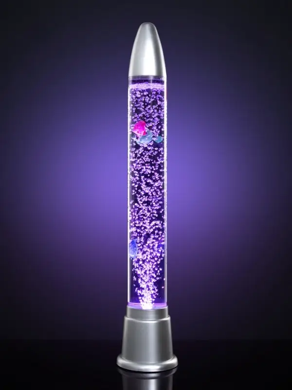 Лава - лампа RISALUX &laquo;Ракета-аквариум&raquo;, подсветка, RGB, от сети 220 В, серебристая, 10&times;10&times;70 см