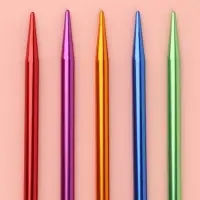 Спицы для вязания, чулочные, из алюминия, d=5 мм, 25 см, 5 шт., разноцветные