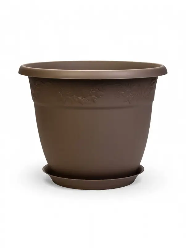 Горшок для цветов с поддоном &laquo;Рябина&raquo;, 22 л, пластиковый, серый