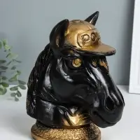 Копилка "Конь в кепке" 26х14,5х21,5 см, чёрный с золотом