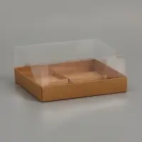 Коробка для муссовых пирожных 4 штуки, 17&times;17&times;6 см, крафт
