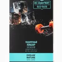 Подарочный набор мужской DREAM NATURE SPA CARE "Сила льда": шампунь 2 в 1 и гель для душа, по 500 мл