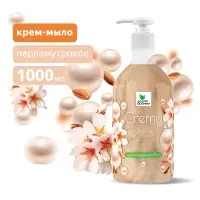 Крем-мыло жидкое с перламутром "Cremy" миндальное молочко с дозатором 1000 мл. Clean&Green CG8465