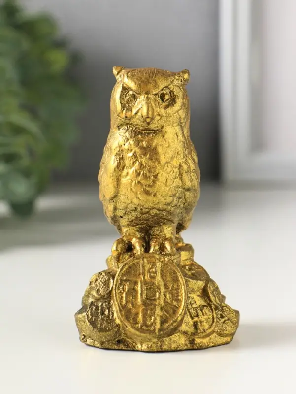 Фигурка гипс &laquo;Филин с деньгами&raquo;, 10&times;5 см, под золото