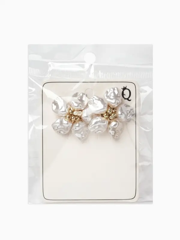 Серьги с жемчугом &laquo;Эксклюзив&raquo;, цветок, цвет золото