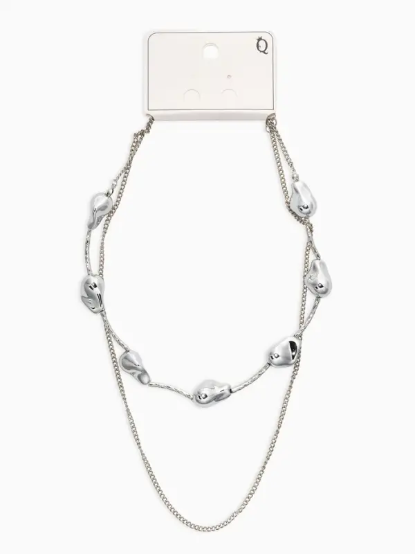 Колье цепочка &laquo;барокко&raquo;, 2 яруса, цвет серебро