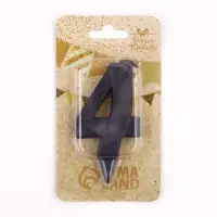 Свеча в торт «Грань», цифра 4, черный металлик, 6.5 см Свеча в торт «Грань», цифра 4, черный металлик, 6.5 см