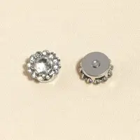 Набор кабошонов со стразами, пришивные, d=9.3 мм, 20 шт., цвет серебряный