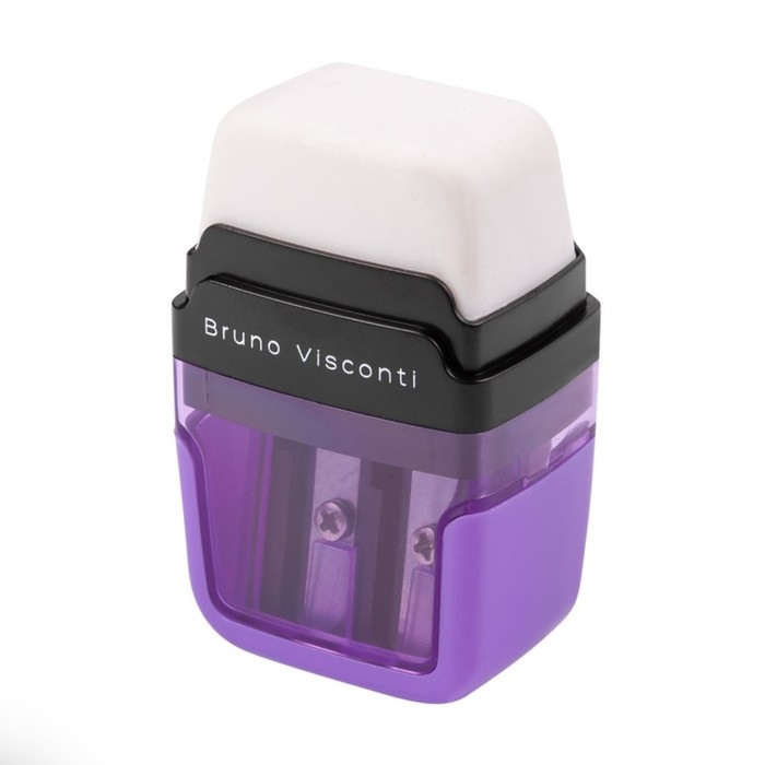 Точилка 2 отверстия с контейнером EASYSHARP, с ластиком, МИКС Точилка 2 отверстия с контейнером EASYSHARP, с ластиком, МИКС