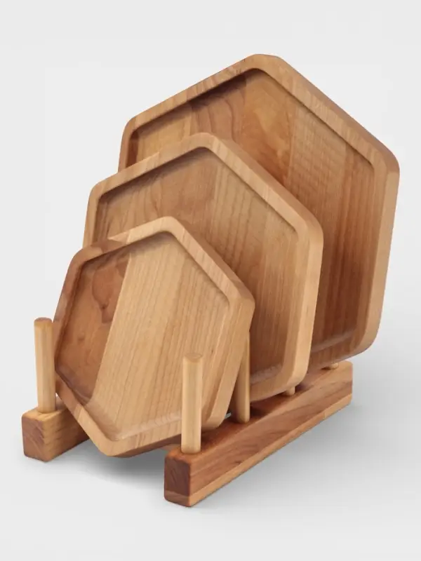 Подарочный набор посуды Adelica &laquo;Ромб&raquo;, тарелки 3 шт., d=24 см, d=20 см, d=16 см, дерево берёза