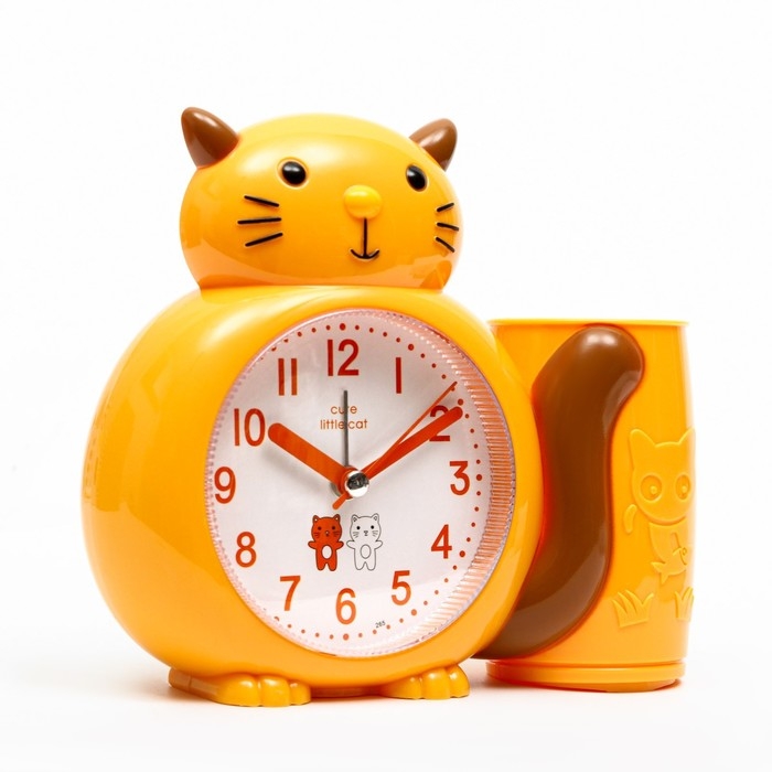Часы - органайзер с будильником Часы - органайзер с будильником "Кот", дискретный ход, d-8 см, 15.8 х 13.5 см, АА