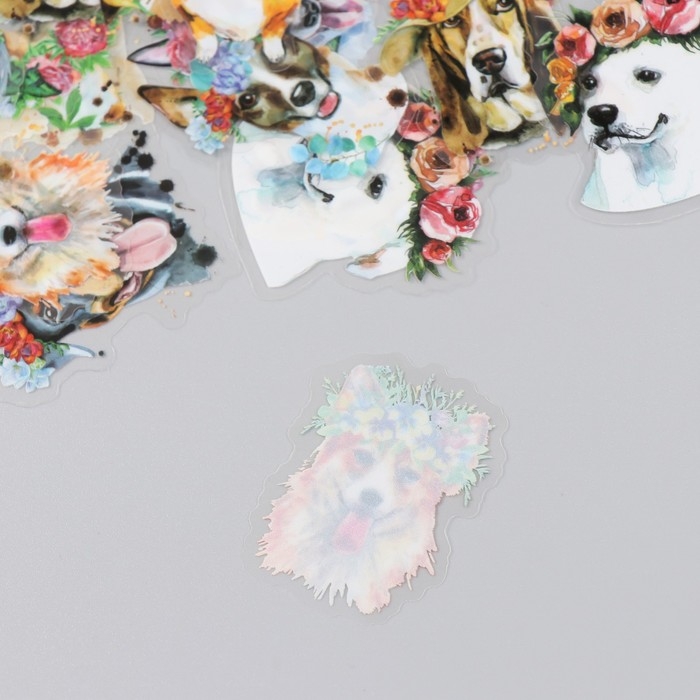 Наклейки для творчества Наклейки для творчества "Собачки и цветы" набор 30 шт 0,7х9х8,5 см