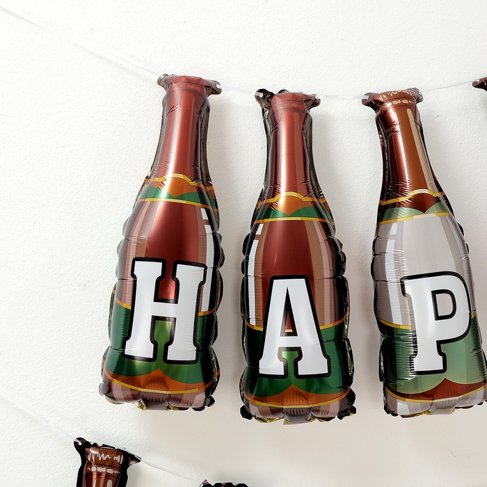 Набор фольгированных шаров 16" &laquo;Гирлянда С Новым Годом!&raquo;, бутылки шампанского, набор 12 шт.