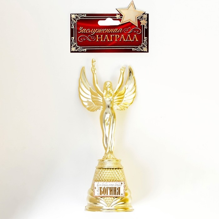 Кубок наградная фигура Ника «Богиня», пластик, золото, 19,5 х 7,3 см Кубок наградная фигура Ника «Богиня», пластик, золото, 19,5 х 7,3 см