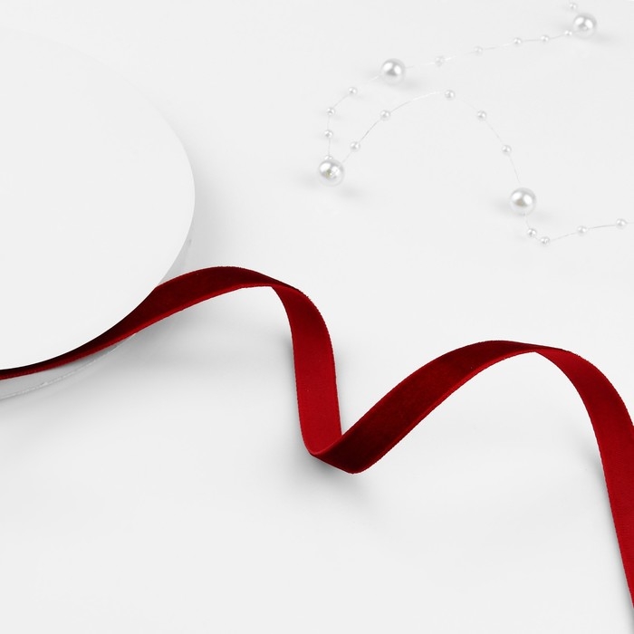 Лента бархатная, 10 мм, 18 ± 1 м, цвет бордовый №43 Лента бархатная, 10 мм, 18 ± 1 м, цвет бордовый №43