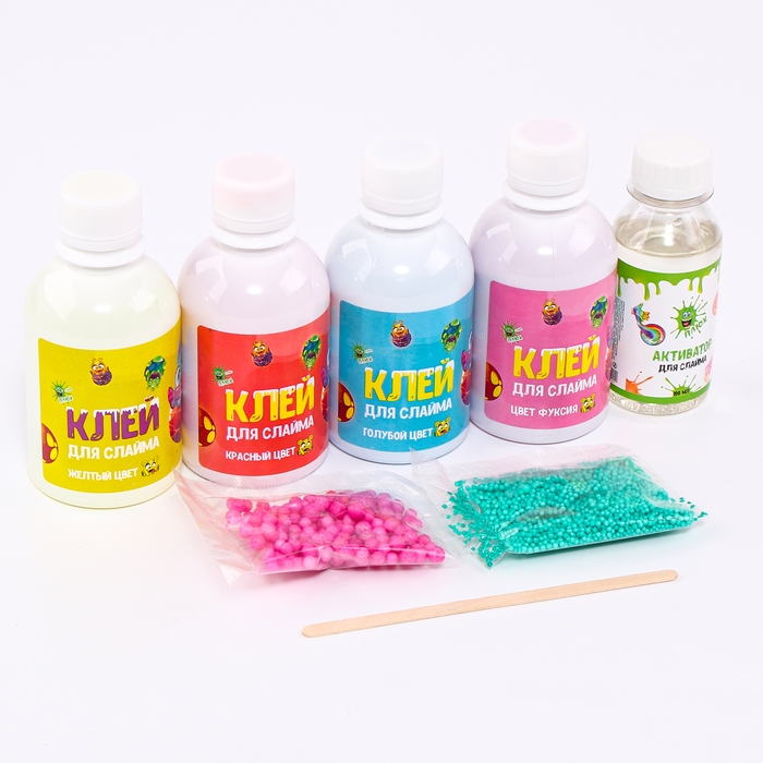 Слайм BOX 4 клея, набор по созданию слайма Слайм BOX 4 клея, набор по созданию слайма