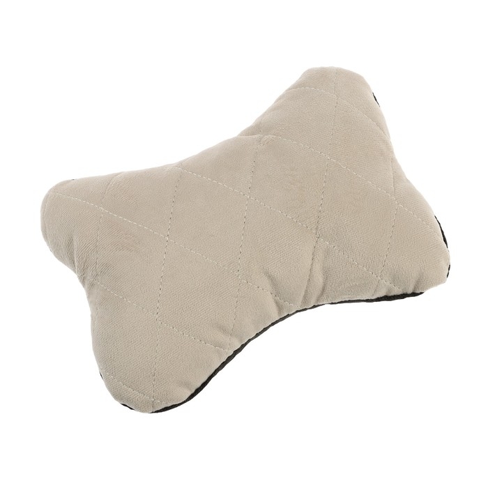 Подушка автомобильная косточка, на подголовник, велюр, бежевый, ромб, 16 х 24 см Подушка автомобильная косточка, на подголовник, велюр, бежевый, ромб, 16 х 24 см