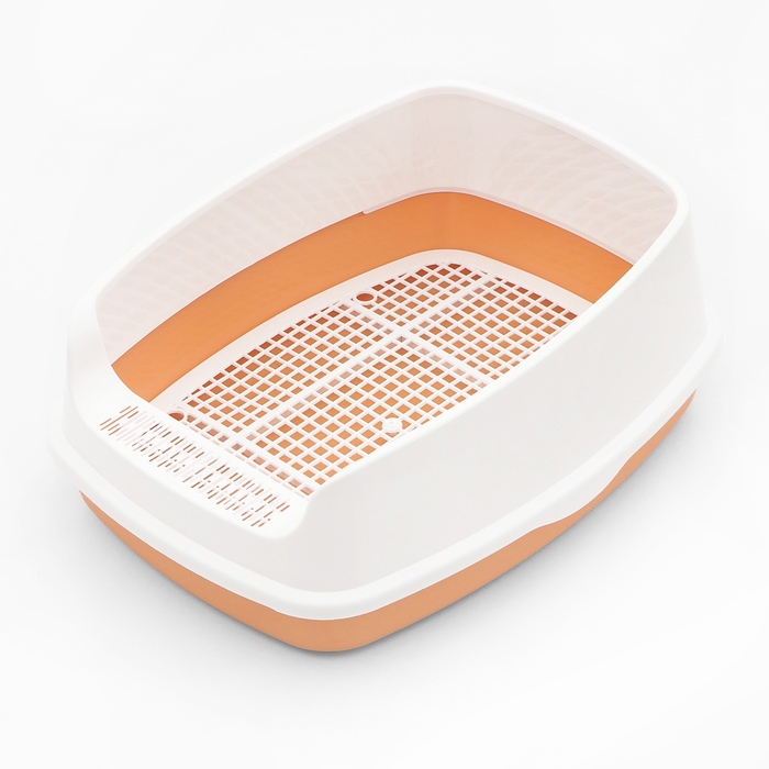 Туалет «Айша» S с высоким бортом и сеткой,  45 х 35 х 18,5 см, оранжевый Туалет «Айша» S с высоким бортом и сеткой,  45 х 35 х 18,5 см, оранжевый