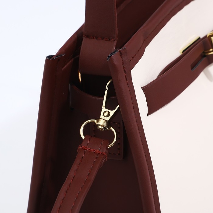 Сумка кросс-боди на молнии, цвет белый/коричневый Сумка кросс-боди на молнии, цвет белый/коричневый