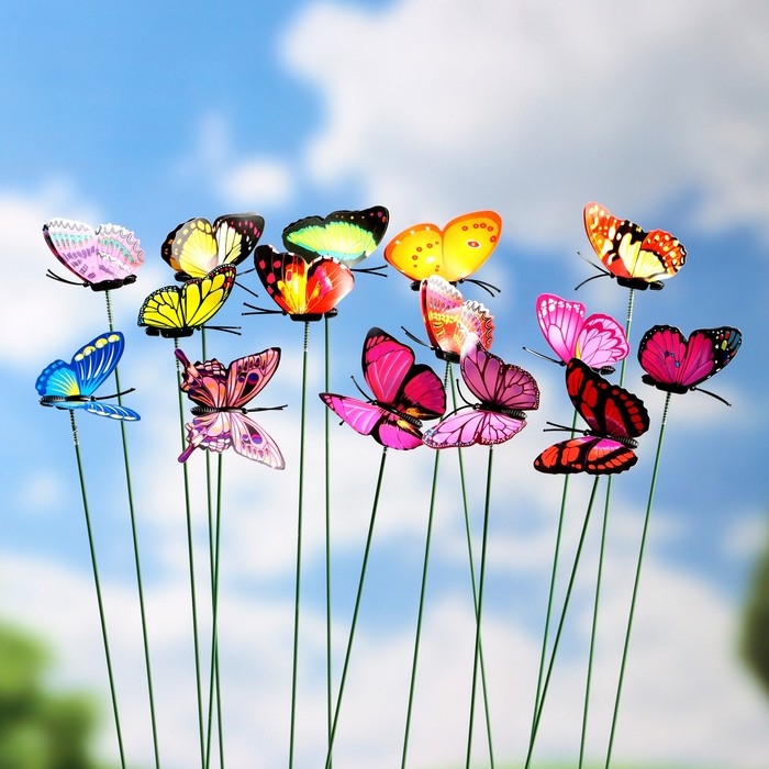 Штекер Штекер "Бабочка Атрис" 7х7см/30см, набор 15шт, МИКС