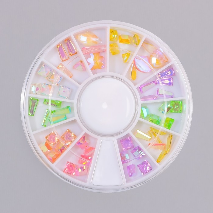 Стразы фигурные для декора ногтей «Асорти», разноцветные