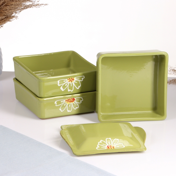 Набор для холодца  Набор для холодца "Квадро" 3х0,9л, ромашка зеленая