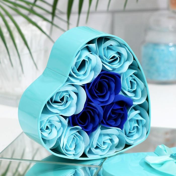 Мыльные розочки, бирюзовые и синие, набор 11 шт. Мыльные розочки, бирюзовые и синие, набор 11 шт.
