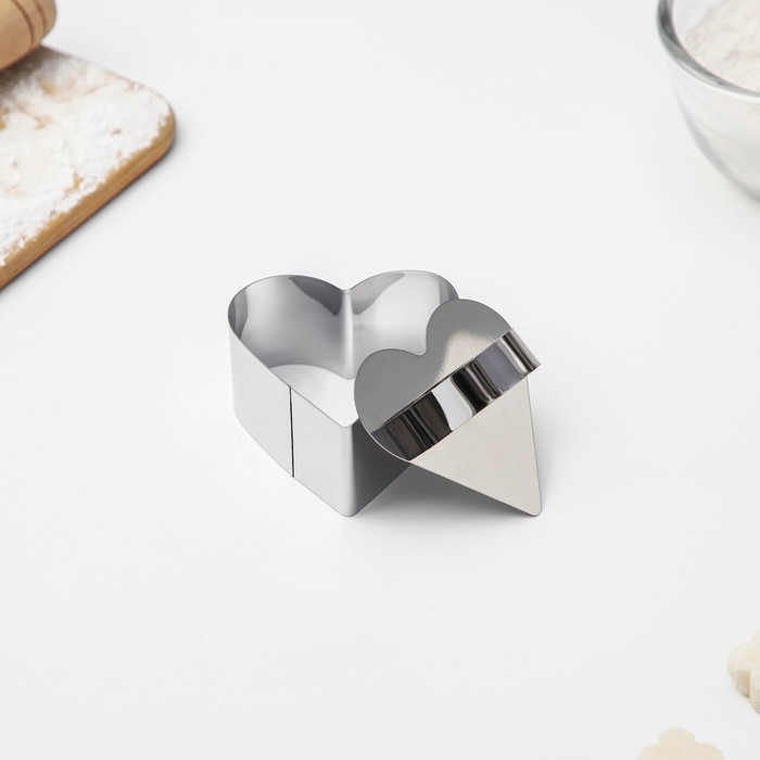 Форма для выкладки Доляна «Сердце», 8×8×4 см, с прессом, толщина 4 мм Форма для выкладки Доляна «Сердце», 8×8×4 см, с прессом, толщина 4 мм