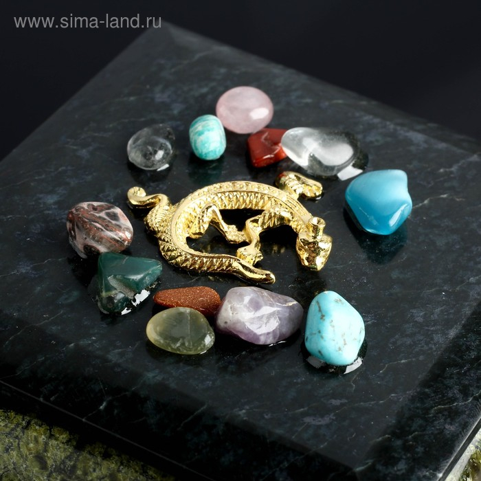 Шкатулка Шкатулка "Самоцветы", 10х10х6 см, змеевик