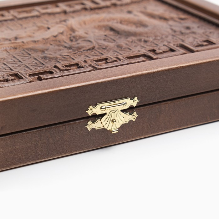 Нарды деревянные большие, резные  Нарды деревянные большие, резные "Китайский Дракон", из массива бука, патина, 35 x 22 см