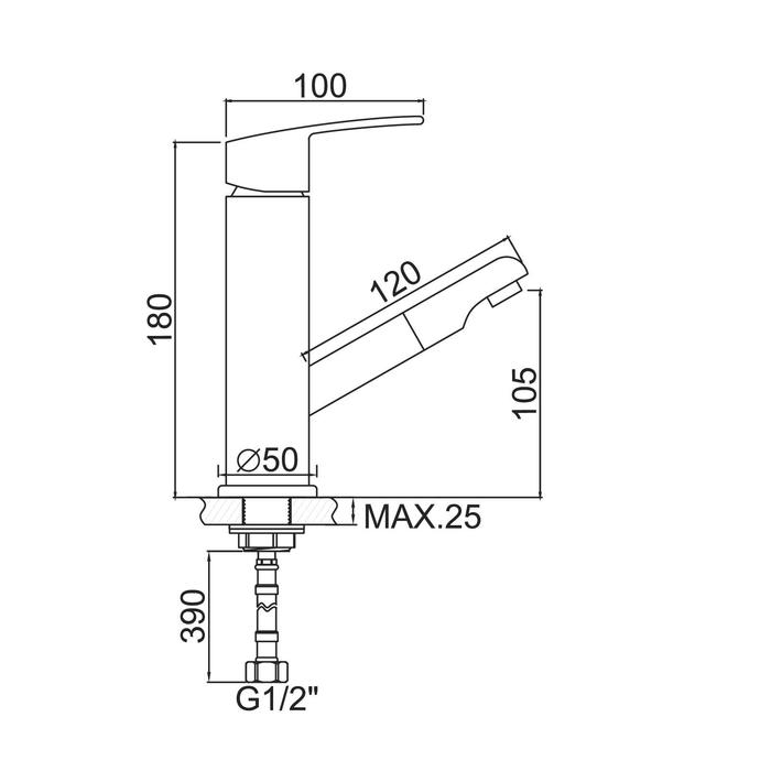 Смеситель для раковины Accoona A9290-1, однорычажный, с выдвижным изливом Смеситель для раковины Accoona A9290-1, однорычажный, с выдвижным изливом