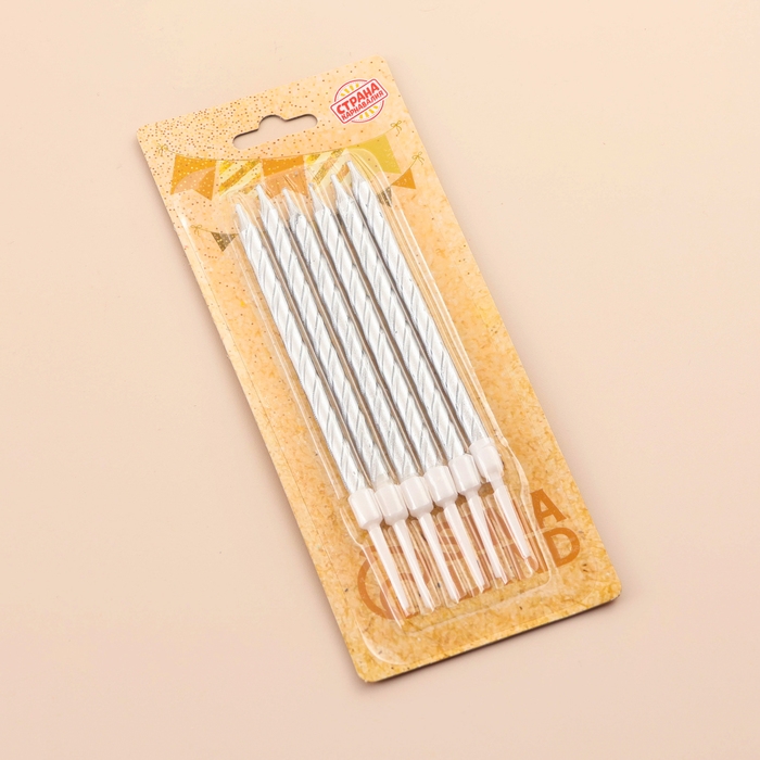 Свечи в торт Свечи в торт "Металлик", 14 см, 12 шт, серебристые