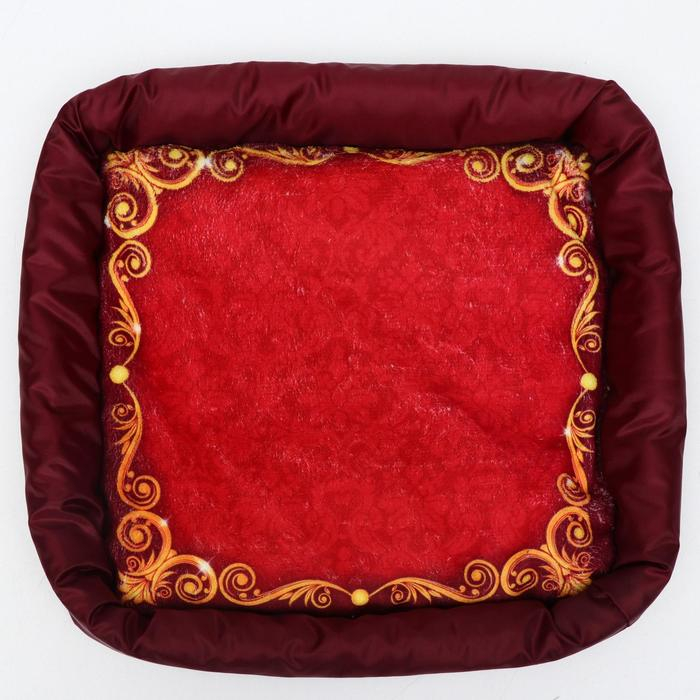 Лежанка с бортом  Лежанка с бортом "Узор красный", 42 х 42 х 5 см