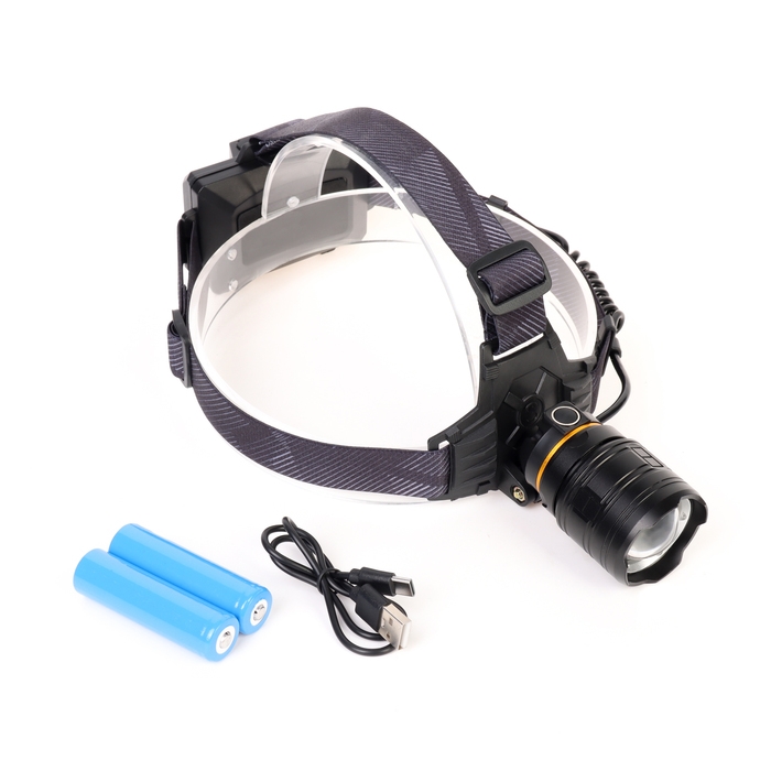 Фонарь налобный аккумуляторный 30 Вт, 2200 мАч, IPX5, 5 режимов, дальность 500 м Фонарь налобный аккумуляторный 30 Вт, 2200 мАч, IPX5, 5 режимов, дальность 500 м