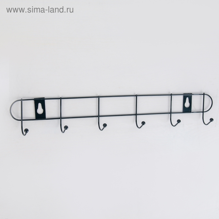 Вешалка настенная на 6 крючков Доляна «Лайт», 34×5,5×3 см, цвет чёрный Вешалка настенная на 6 крючков Доляна «Лайт», 34×5,5×3 см, цвет чёрный