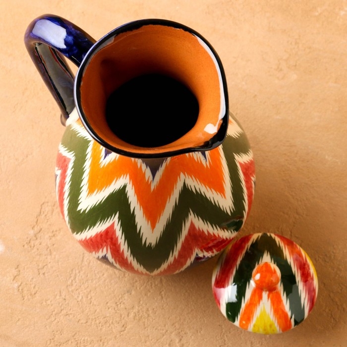 Кувшин для воды и холодных напитков Риштанская керамика Кувшин для воды и холодных напитков Риштанская керамика "Атлас", 1,7 л, с крышкой